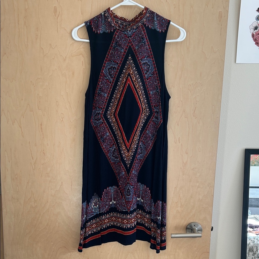 Xhilaration Navy and Red Patterned Dress